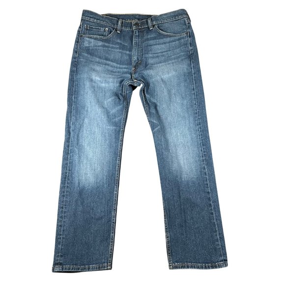 Levis Mens 36x30 Medium Wash Straight Leg Denim Blue Jeans Some Stains 5-Pocket - Picture 1 of 13